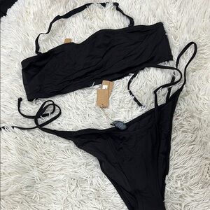 SKIMS SWIM BANDEAU BIKINI TOP and DIPPED TIE BOTTOM